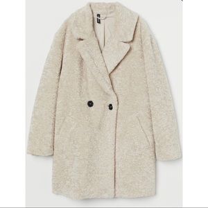 H&M Teddy bear coat beige NWT Large